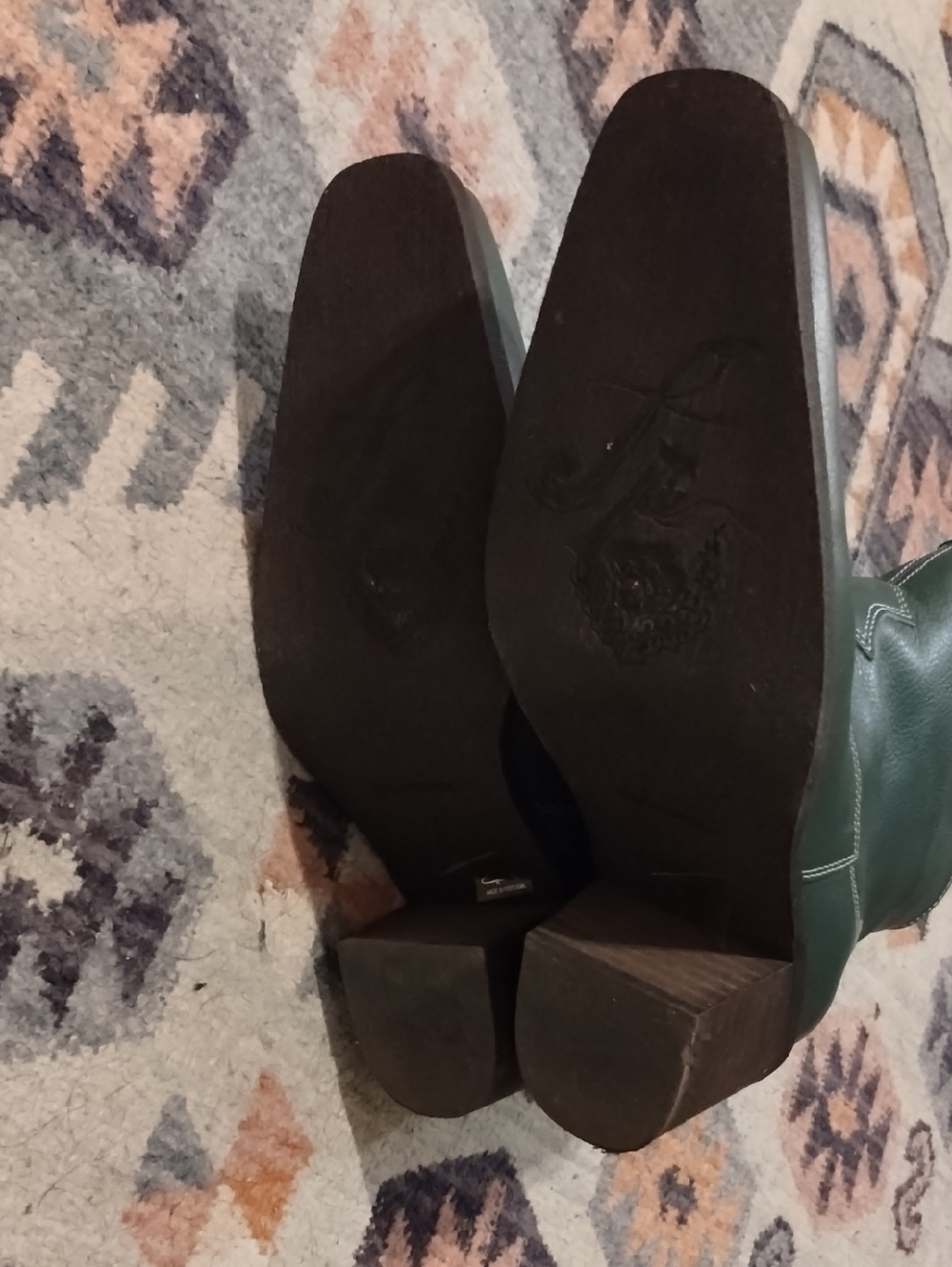 Free People Wandering Western Cowboy Boots Green Leather 7 Like New - Picture 8 of 12